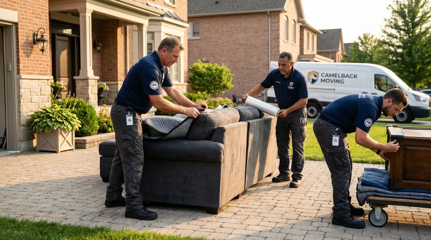Large estate moving crew wrapping furniture in Swanton, VT